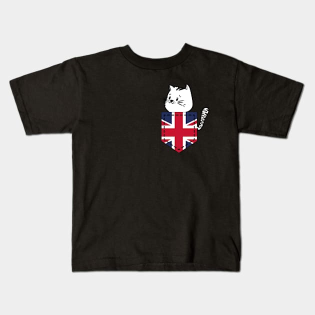 Patriotic Pocket Pussy - Cat Lover -  British Patriot Kids T-Shirt by PosterpartyCo